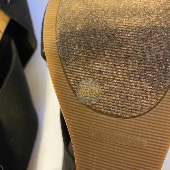 Lucky Brand Miller 2 Cork Wedge Platform Black Linen Strap Sandals 8 - Picture 4 of 11